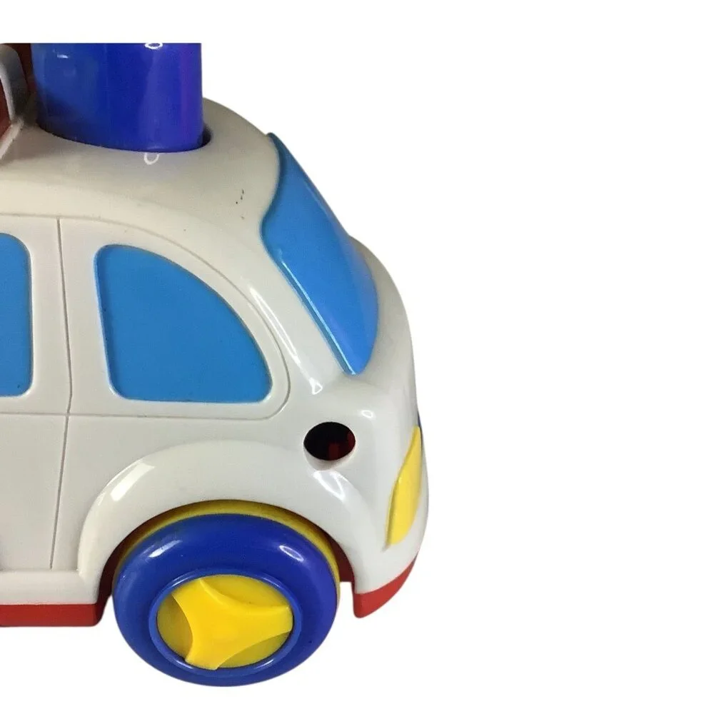Vintage Megcos‎ Press N Go Emergency Toy Car Blue Yellow Wheels